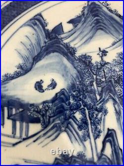 Antique Chinese Blue And White Qing Dynasty Master Of The Rock Kangxi Mark