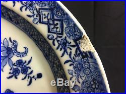 Antique Chinese Blue And White Wame Plate 18th Century Qianlong Period