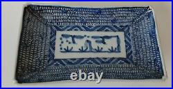 Antique Chinese Blue & White Chenghua Ming Rectangular Porcelain Dish/Plate