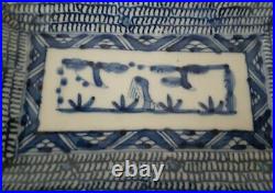 Antique Chinese Blue & White Chenghua Ming Rectangular Porcelain Dish/Plate