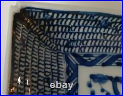 Antique Chinese Blue & White Chenghua Ming Rectangular Porcelain Dish/Plate