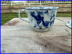 Antique Chinese Blue & White Cup & Causer 19 Century