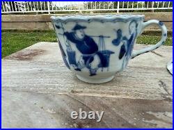 Antique Chinese Blue & White Cup & Causer 19 Century