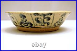 Antique Chinese Blue White Ming Dynasty Soup Plate Bowl Calligraphy Symbole 4