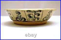 Antique Chinese Blue White Ming Dynasty Soup Plate Bowl Calligraphy Symbole 4