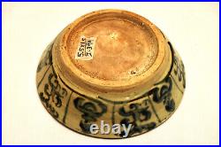 Antique Chinese Blue White Ming Dynasty Soup Plate Bowl Calligraphy Symbole 4