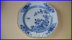 Antique Chinese Blue & White Porcelain Octagonal Plate Underglaze Cobalt Ming