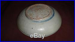 Antique Chinese Blue & White Porcelain Plate Bowl Underglazed Cobalt Duck Dragon