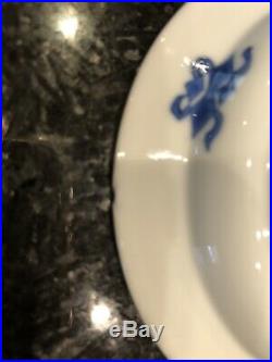 Antique Chinese Blue & White Porcelain Plate Kangxi Mark & Period