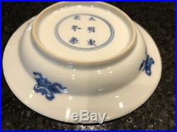 Antique Chinese Blue & White Porcelain Plate Kangxi Mark & Period