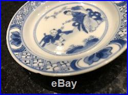 Antique Chinese Blue & White Porcelain Plate Kangxi Mark & Period