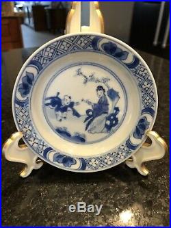 Antique Chinese Blue & White Porcelain Plate Kangxi Mark & Period