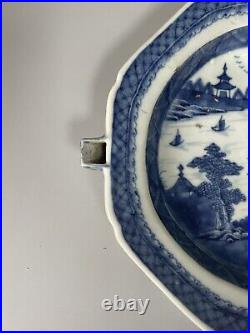 Antique Chinese Blue & White Porcelain Plate Qing Dynasty 27 CM Wide