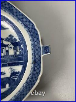 Antique Chinese Blue & White Porcelain Plate Qing Dynasty 27 CM Wide