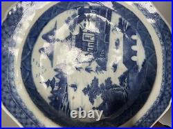 Antique Chinese Blue & White Porcelain Plate Qing Dynasty 27 CM Wide