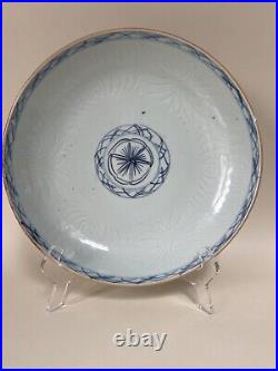 Antique Chinese Blue & White Porcelain Plate Qing Dynasty Kangxi Period 22cm