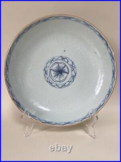 Antique Chinese Blue & White Porcelain Plate Qing Dynasty Kangxi Period 22cm