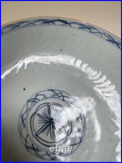 Antique Chinese Blue & White Porcelain Plate Qing Dynasty Kangxi Period 22cm