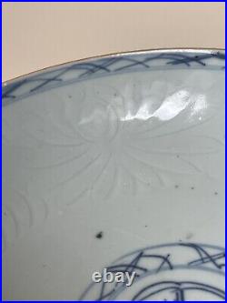 Antique Chinese Blue & White Porcelain Plate Qing Dynasty Kangxi Period 22cm