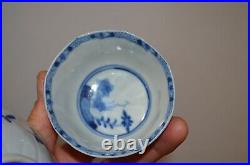 Antique Chinese Blue & White Porcelain Tea Saucer Plate & Cup Ming Dynasty