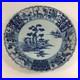 Antique Chinese Blue & White River Scene Stags Plate Repaired 22.5cm Diameter