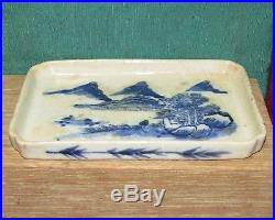 Antique Chinese Blue and White Ceramic Porcelain Tray