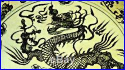 Antique Chinese Blue&white Porcelain Dragon Amid Auspicious Clouds Charger