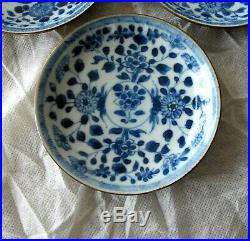 Antique Chinese Blue & white Porcelain Plate Dish Bowl x 3 Kangxi 1662-1722