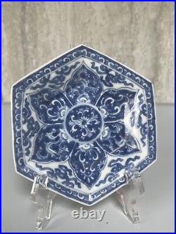 Antique Chinese Blue&white Porcelain Saucer Qing Dynasty 10.09 CM Width