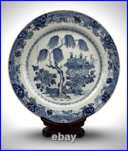 Antique Chinese Charger Very Large 18th Century Blue White Qianlong Staples