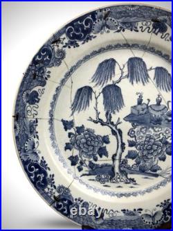 Antique Chinese Charger Very Large 18th Century Blue White Qianlong Staples