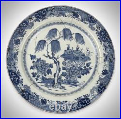 Antique Chinese Charger Very Large 18th Century Blue White Qianlong Staples