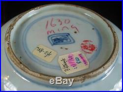 Antique Chinese Dehua Ming Wanli blue white porcelain plate marked