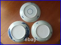 Antique Chinese Dragon/Scene Blue & White Porcelain Plates excellent condition