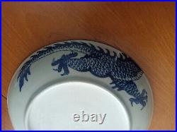 Antique Chinese Dragon/Scene Blue & White Porcelain Plates excellent condition