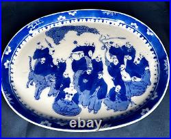 Antique Chinese Export Bleu de Hue 11 Porcelain Platter Early 20th Century