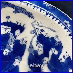 Antique Chinese Export Bleu de Hue 11 Porcelain Platter Early 20th Century