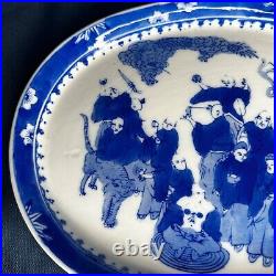 Antique Chinese Export Bleu de Hue 11 Porcelain Platter Early 20th Century