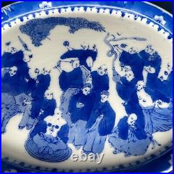 Antique Chinese Export Bleu de Hue 11 Porcelain Platter Early 20th Century