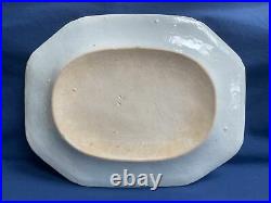 Antique Chinese Export Blue & White Canton Platter 12 3/8 by 9 5/8
