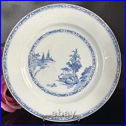 Antique Chinese Export Blue White Plate 9w Qing/Qianlong c18thC