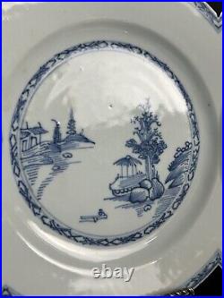 Antique Chinese Export Blue White Plate 9w Qing/Qianlong c18thC