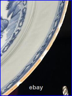 Antique Chinese Export Blue White Plate 9w Qing/Qianlong c18thC