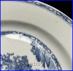 Antique Chinese Export Blue White Plate 9w Qing/Qianlong c18thC