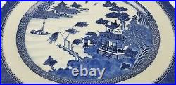 Antique Chinese Export Blue & White Porcelain Canton Oval Serving Platter 17