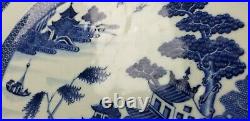 Antique Chinese Export Blue & White Porcelain Canton Oval Serving Platter 17
