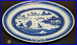 Antique Chinese Export Blue & White Porcelain Canton Platter Charger 15.25 #3