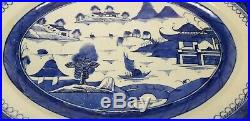 Antique Chinese Export Blue & White Porcelain Canton Platter Charger 15.25 #3