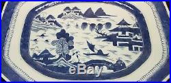 Antique Chinese Export Blue & White Porcelain Canton Platter Charger 15.75 BIG