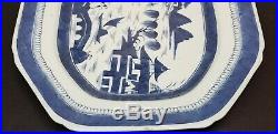 Antique Chinese Export Blue & White Porcelain Canton Platter Charger 15.75 BIG